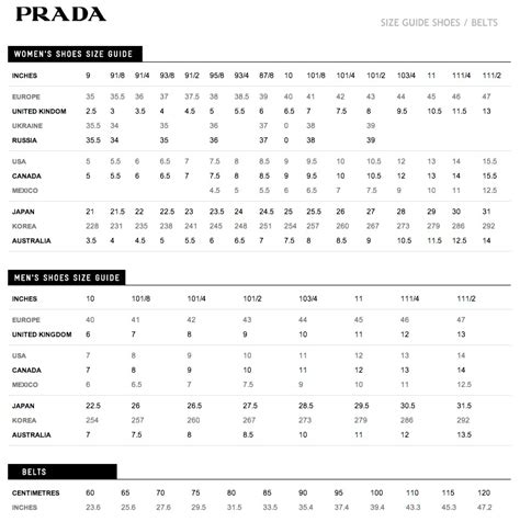 prada mens belt size chart|prada size conversion.